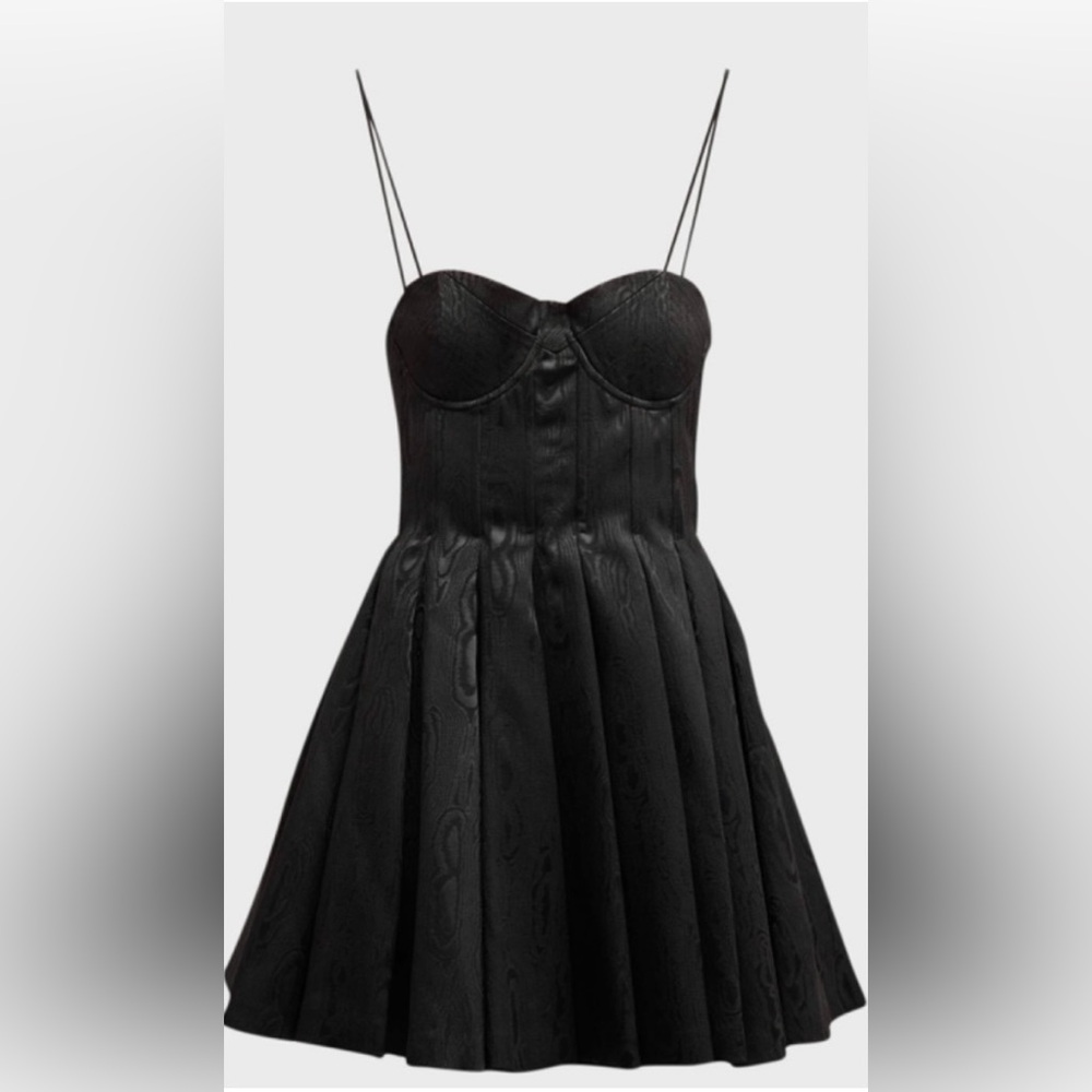Alice + Olivia Black Pleated Bustier Mini Dress